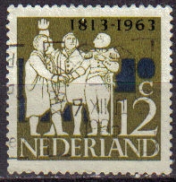 z vendido Holanda 1963 Scott 420 Sello 150 Aniversario de la fundacion del reino de Holanda 12c usado Stamps Netherlands Holland Hollande Olanda 